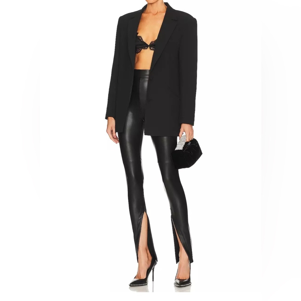 Alix NYC Carlisle Pant Vegan Faux Leather Split Hem black Size M #1263 NWT